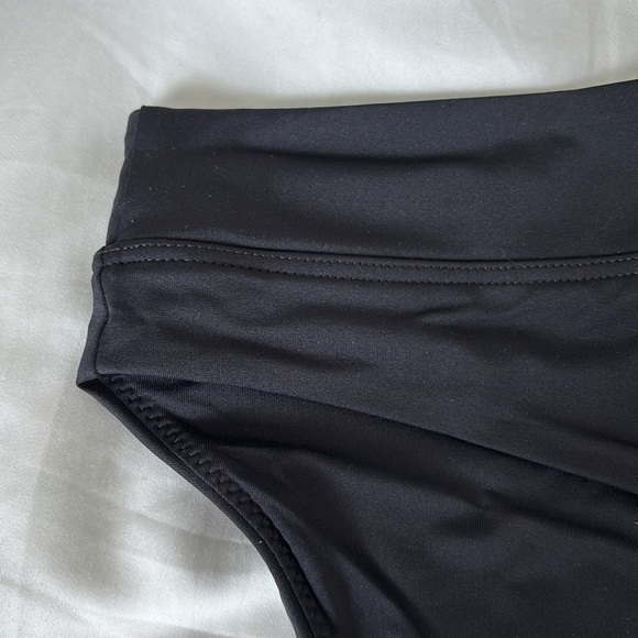 NWT Prana Summer Wave Solid Black mid rise full coverage Swim Bikini Bottom - Picture 5 of 13